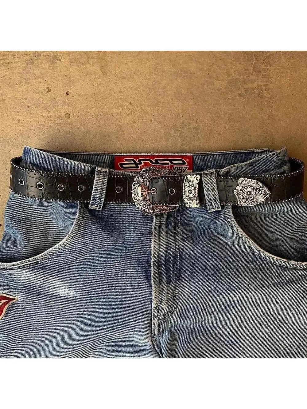 Y2K Western Boho Black Brown Belt 38.5 Inch Unisex
